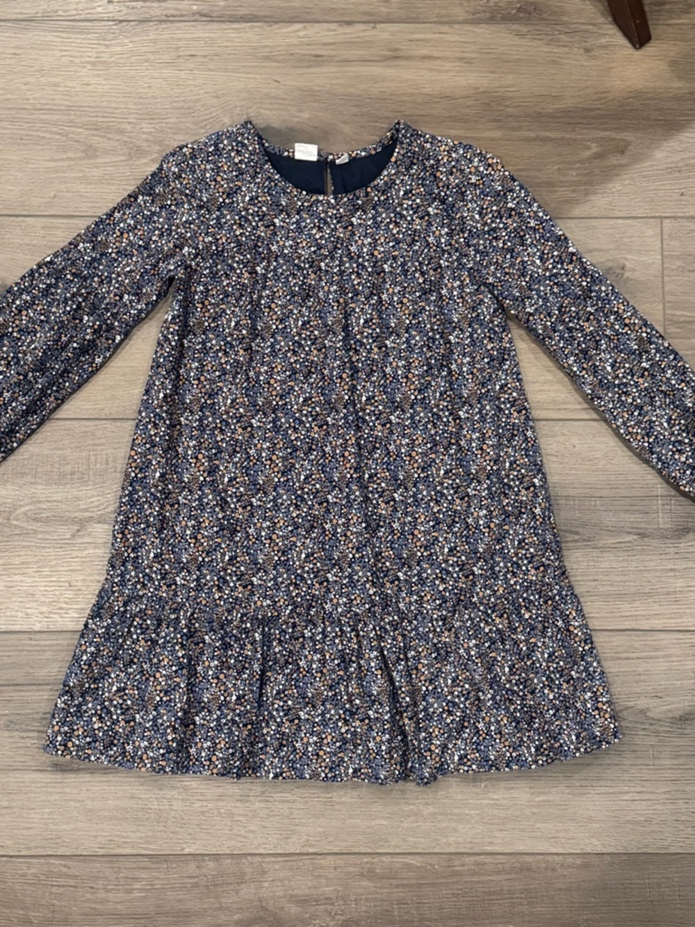 GAP Navy Multicolor Floral Ruffle-Hem Dress